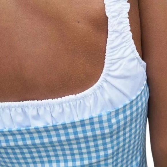 Zara Blue and White Sheath Mini Dress Sweetheart Neckline - Picture 3 of 11